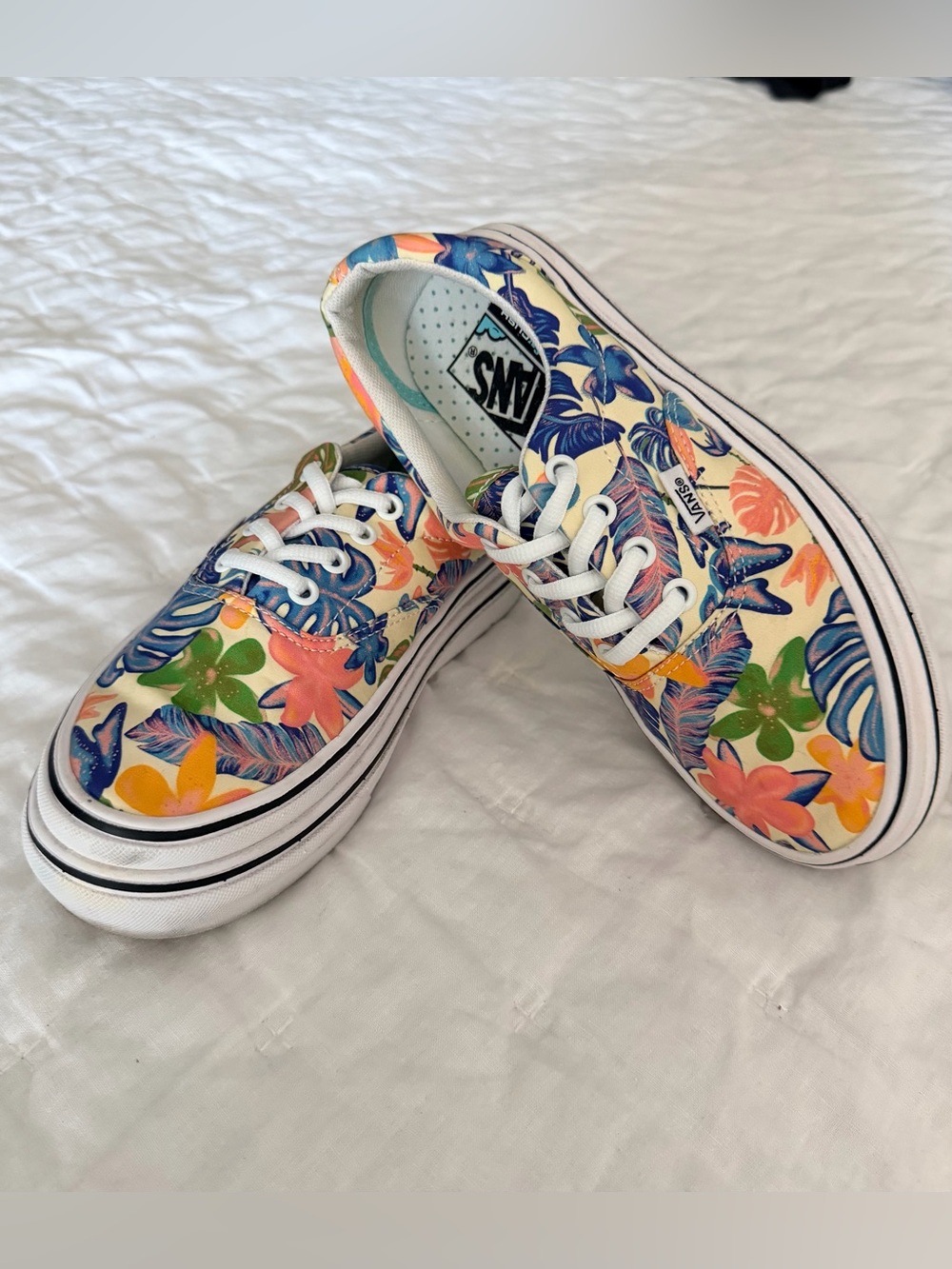 VANS Super Comfy Cush Sneakers Shoes Mellow Yellow Tropical Floral Womens 6.5